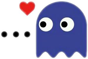 Pacman Blue Ghost Love PNG Image