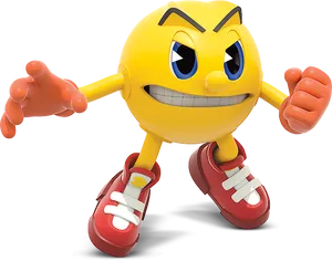 Pacman Character3 D Render PNG Image