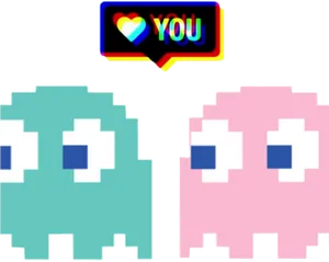 Pacman Ghosts Love You Graphic PNG Image