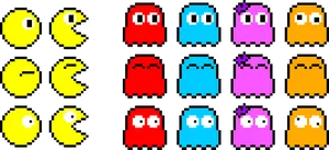 Pacmanand Ghosts Pixel Art PNG Image