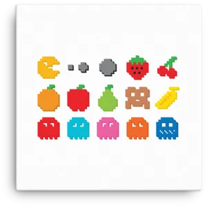 Pacmanand Ghosts Pixel Art PNG Image