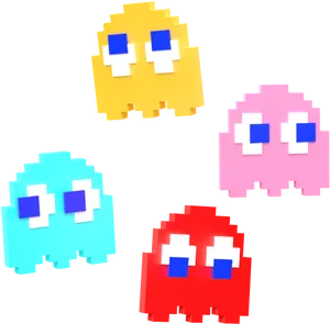 Pacmanand Ghosts Vector Art PNG Image