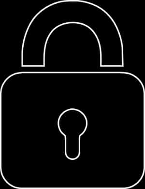 Padlock Icon Blackand White PNG with transparent background
