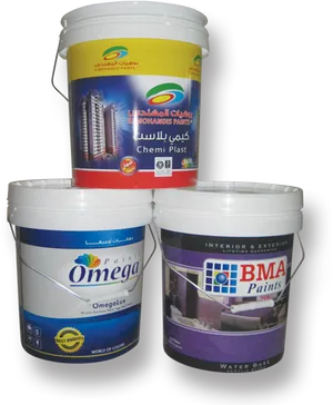 Paint Buckets Branding Display PNG Image