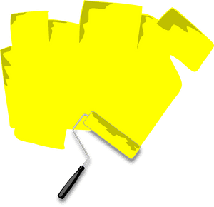Paint Rollerand Yellow Paint PNG with transparent background