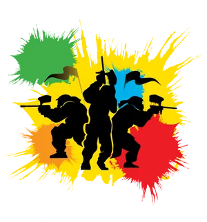 Paintball Arena Action Silhouettes PNG Image