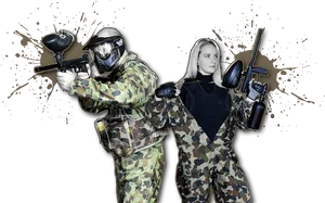 Paintball Players Ready For Action PNG Image