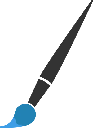 Paintbrushwith Blue Paint Drip PNG Image
