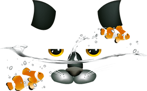 Painted Cats And Vector Goldfish Free Transparent Image - Clip Art, HD Png Download PNG image with transparent background