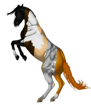 Painted Horse Rearing Illustration PNG Image