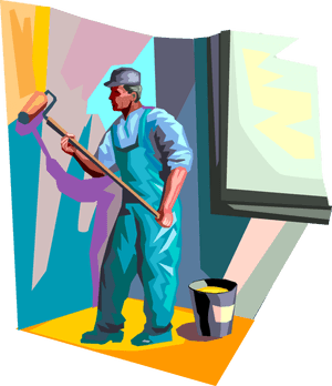 Painter At Work Vector Illustration PNG with transparent background