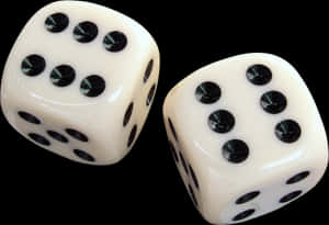 Pairof White Dice Black Dots PNG
