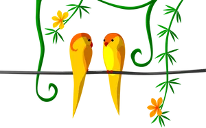 Pairof Yellow Birdson Branch PNG Image