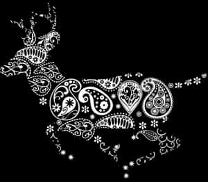 Paisley Patterned Deer Silhouette PNG image with transparent background