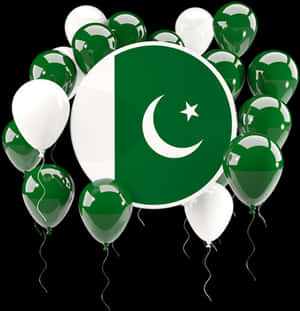 Pakistan Flag Balloons Celebration PNG image with transparent background