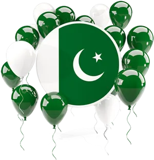 Pakistan Flag Balloons Celebration PNG Image