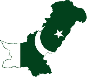 Pakistan Mapwith Flag Design PNG Image