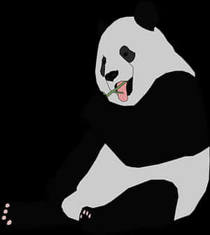 Panda Eating Bamboo PNG image with transparent background