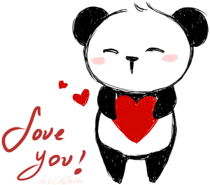 Panda Heart Love You Illustration PNG image with transparent background