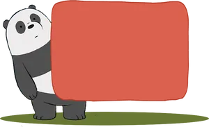 Panda_ Holding_ Sign_ We Bare Bears PNG Image