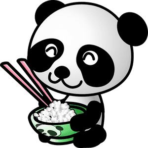 Chopsticks Clipart Free - Cartoon Panda Eating Rice, HD Png Download PNG