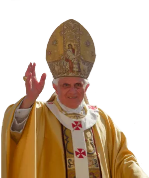 Papal Gesture Golden Robes PNG Image