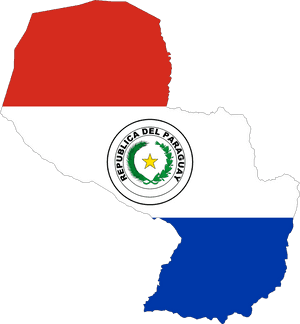 Paraguay Mapwith Flag Overlay PNG image with transparent background