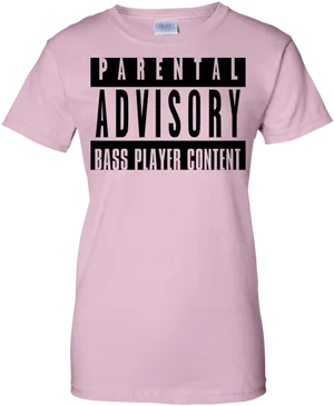 Parental Advisory Bass Player Content Tshirt PNG Image