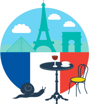 Parisian Culture Iconsand French Flag PNG image with transparent background