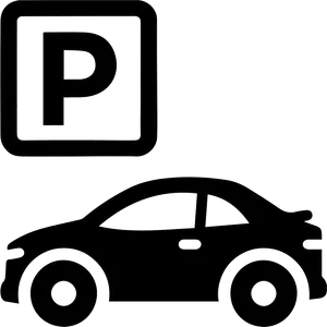 Parking Signand Car Silhouette PNG Image