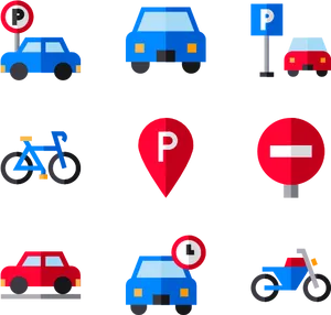 Parkingand Transportation Icons PNG Image