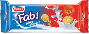 Parle Fab Milky Sandwich Biscuit Pack Tomand Jerry Edition PNG Image