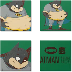 Parody Batman Fitness Challenge Coasters PNG Image