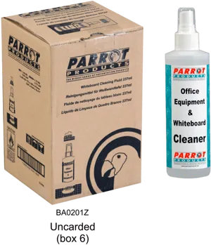 Parrot Whiteboard Cleaner Boxand Bottle PNG Image