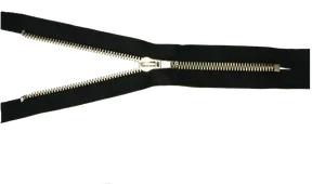 Partially Unzipped Black Zipper PNG Image