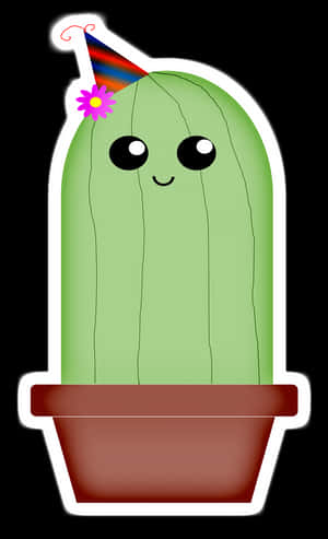 Party Cactus Cartoon Illustration PNG with transparent background