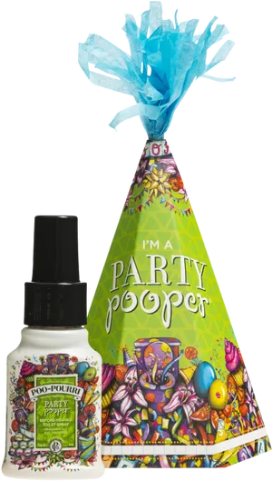 Party Hatand Poo Pourri Bottle PNG Image