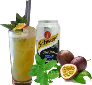 Passion Fruit Cocktailand Ingredients PNG Image