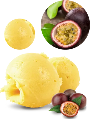 Passion Fruit Ice Cream Delicious Treat PNG Image