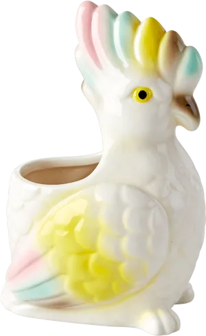 Pastel Cockatoo Ceramic Planter PNG Image