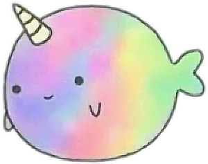 Pastel Colored Cartoon Narwhal.png PNG Image