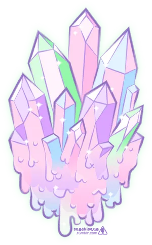 Pastel Crystal Cluster Tattoo Design PNG Image