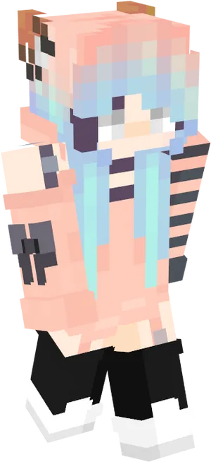 Pastel Gamer Girl Minecraft Skin PNG Image