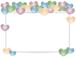 Pastel Hearts Frame PNG Image