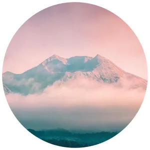 Pastel Mountain Summit Aesthetic PNG Image