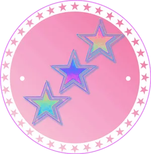 Pastel Pink Star Circle Graphic PNG Image