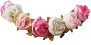 Pastel Rose Headband Floral Arrangement PNG Image