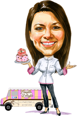 Pastry Chef Caricaturewith Cakeand Van PNG with transparent background