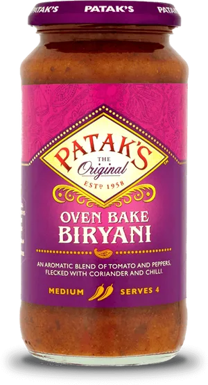 Pataks Oven Bake Biryani Sauce Jar PNG Image