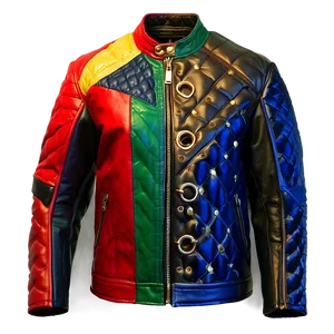 Patchwork Leather Jacket Png 06122024 PNG Image